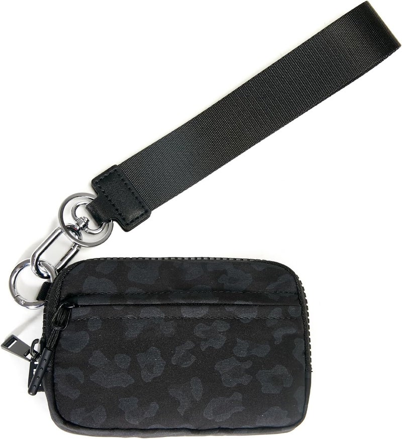 YDF Keychain Wallet for Women Mini Zip Card Holder with ID Window Coin Purse Detachable Wristlet Small Wallets Black Leopard - Image 2